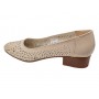 pantofi dama bej din piele naturala perforati cu toc mic gros clp05bej